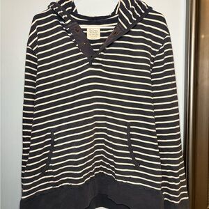J.Crew Navy & White Striped Hoodie | Cotton | Casual Coastal